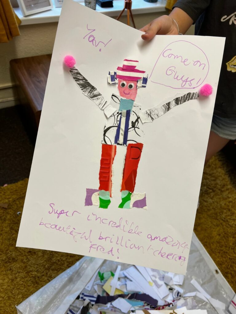 Child's collage figure artwork